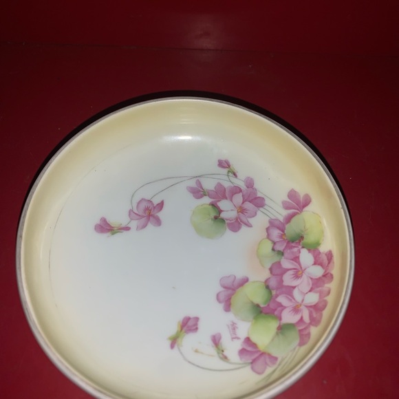 Antique PT Bavaria Studio Hand Painted Legged Floral Bowl Signed Hawk - Picture 4 of 9